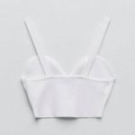 ZARA NWT  White Ribbed Sweater Knit Sweetheart Neckline Crop Tank top sz Large Photo 3