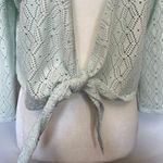 Denim & Co Diecut Shrug Womens Top Sz S Coquette Pastel Cottage Tie Ballet Boho Green Photo 1