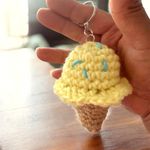 Handmade Crochet Ice Cream Cone Keychain | Amigurumi Dessert Bag Charm Photo 2