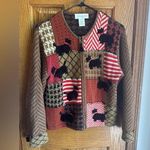 Susan Bristol Vintage  Scottie Dog Cardigan Zip Up Sweater Size Petite Medium Photo 0