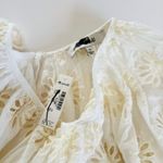 Madewell Floral Eyelet Embroidered Shirred Puff Sleeves Ivory Women’s Size XS Photo 4