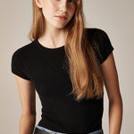 J.Crew  Ribbed featherweight cashmere T-shirt Black Small NWT Old Money Photo 0