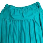 Vintage 80s Pull On Midi Skirt XL Turquoise Blue Pleated Elastic Waist USA Photo 1