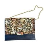 Vince Camuto Black Leopard Print Leather Shoulder Bag Clutch Photo 0