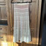 Anthropologie Sleeping on Snow Crochet Maxi Skirt Cream and Red lining Small Photo 7