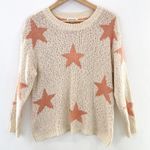 Newbury Kustom Boutique Women's Star Knit Pullover Sweater Cream Orange size Small Photo 1