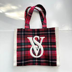 Victoria's Secret NWT Holiday Christmas Plaid Fleece-Trim Tote Bag Photo 2