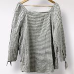 Liz Claiborne NWT XXL Striped Top Squareneck Linen Summer Beach Peasant Boho 3/4 Photo 1