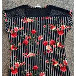 Bobbie & Brooks Women's Navy Blue/white red‎ roses short sleeve dress size large Photo 9