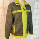 Athleta Green Quilted Fur Trim Zip Up Collared Puffer Jacket Size Small Photo 1
