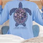 Simply Southern Turtle Tracker Mandala Long Sleeve T-Shirt Size Small Blue Photo 0