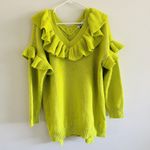 ZARA Florescent Lime Ruffled Knit Sweater - XS-S Photo 1