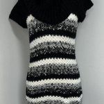 Candie's Womens Chunky Knit Sweater Dress SizeL Cowl Neck Black White Striped Photo 0