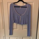 Urban Outfitters Out From Under  Blue Long Sleeve Crop Top BabyDoll Scoop Neck Photo 2