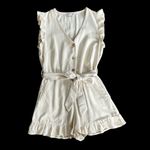 Miss Selfridge  ruffle sleeve belted romper in cream Photo 4