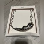 ZARA Silver Body Torso Chain Link Chunky Artsy Art Deco Necklace Statement Piece Photo 2