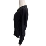 Maje Navy Blue Buttoned SILK Blouse with Mandarin Collar Photo 7