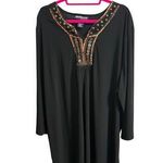Added Dimensions Catherines Tunic Dress Womens 3X Black Beaded Embellished Boho Size 26 Photo 0