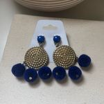 BaubleBar Royal Blue & Gold Statement Earrings Photo 0