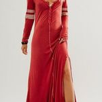 Free People Just Like Heaven Henley Maxi Dress Red Grunge 90s Fall Size Small Photo 0