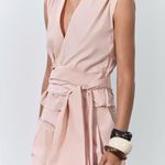 ZARA  NWT 100% cotton bow tie wrap poplin pink top Photo 7