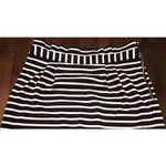 Kate Spade Pencil Skirt Side Zipper Pleated Front Navy White Cotton Size 10 Photo 2