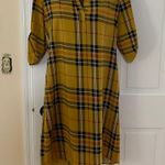 New York & Co. Yellow Plaid Shirt Dress Photo 0