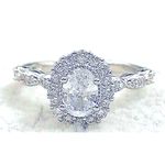 Boutique NEW Women’s White Gold Filled Oval Simulated Diamond Engagement Ring, Sz 7 Photo 9