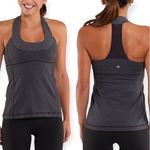 Lululemon Womens Black Space Dye Grey Scoop Neck Racerback Built In Bra Size 4 Photo 1