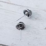 Stud Earrings Turquoise Tone with Silver Tone Halo Photo 3