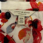 Lucky Brand  Women Boho Floral Peasant Top M White Red Babydoll Cottagecore Fairy Photo 1