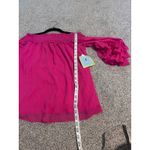 CeCe Hot Pink Off Shoulder Smocked Ruffle Sleeve Blouse Top Photo 6