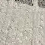White Cable Knit Tote Bag Magnetic Snap Closure Lined Interior Casual Everyday Photo 1