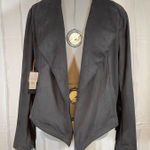 Shyanne NWT  Faux Suede Fringe Jacket Large Black Asymmetrical Western Cowgirl Photo 0