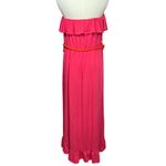 She’s Cool Women’s Pink Strapless High Low Maxi Dress Size 1X Ruffle Hem Belted Photo 4