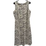 Valerie Stevens VTG 90s Silk Floral Midi Dress Button Front Beige Black Size 12P Photo 2