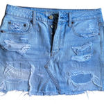 American Eagle Outfitters Women’s Light Blue Distressed Mini Skirt Size M Photo 0