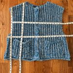 ZARA Woman’s Loose Knit Blue Sweater Vest with Big Blue buttons, Sz L Photo 14
