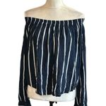 Revolve Faithful The Brand off Shoulder Blouse Stripped Flowy Sz M Retails $138 Blue Size M Photo 2