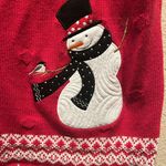Christopher & Banks  Women’s Zip Up Sweater Vest Snowman Appliqué Size Medium Photo 4