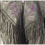 Vintage Genuine Black Leather Fringe Biker Motorcycle Jacket SZ L Size L Photo 8