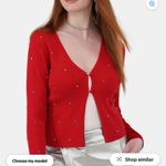 No Boundaries Red Ridded Sweater with Rhinestone Embellishments New size medium Photo 1