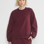 Aritzia Perfect Fit Crewneck Sweatshirt in Burgundy Photo 0