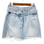 KanCan Bristol Womens M Tie Waist Denim Skirt Distressed Fray Hem Light Wash Blue Size M Photo 0