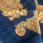 Vintage Patricia Paris Scarf 29 x 30 inches Black Gold Green Baroque Scrolls Photo 8