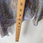 Star City Y2K Small Blue Paisley Retro Hippie Artsy Asymmetrical Sheer Top rain Photo 7