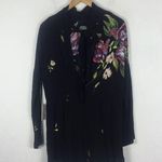 Free People NWT  Gemma Black Floral Mini Dress Small Open Back Long Sleeve Tunic Photo 11