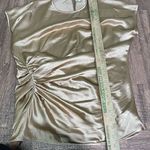 Helmut Lang ‎ Women's Metallic Ruched Satin Top Gold Medium Photo 6