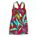 Farm Rio  Summer Foliage Linen Mini Dress Red Medium NWT Photo 4