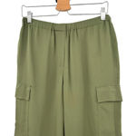 Theory Green Cropped Straight Fit Cargo Utility Silk Pants Size Small Photo 3